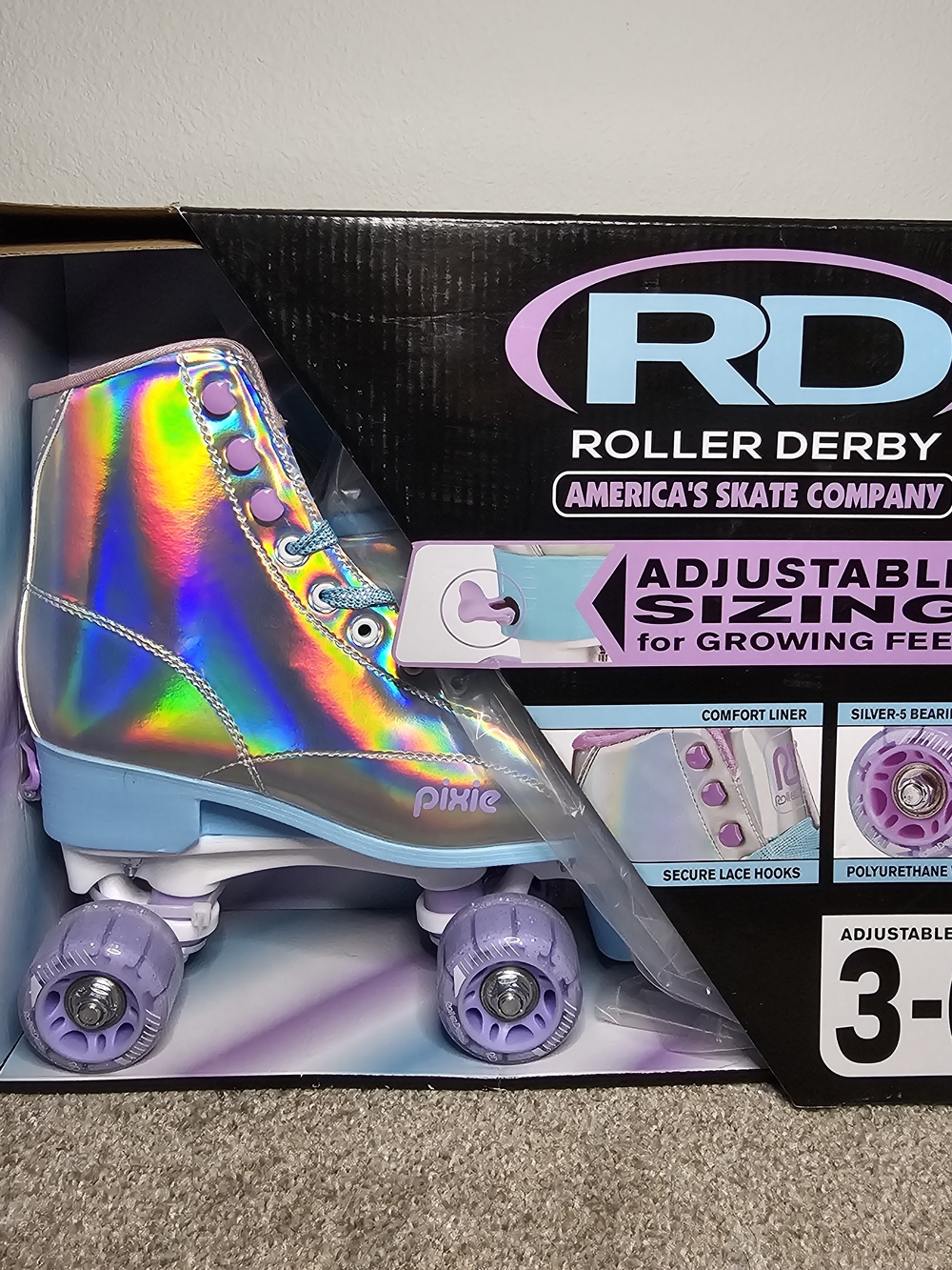 Roller Derby Pixie Kids' Holographic Roller Skates - Purple/Blue